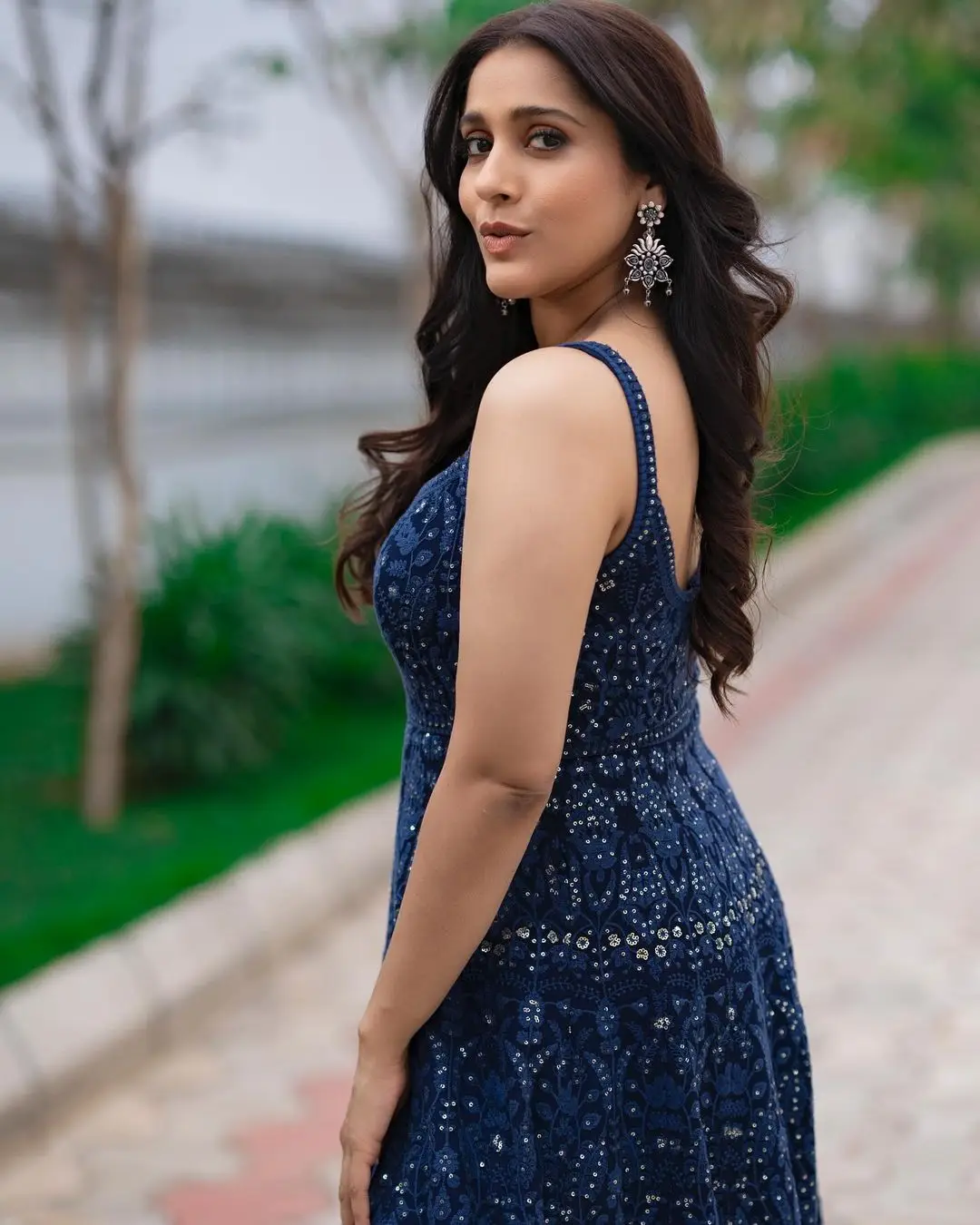 Rashmi Gautam In Sleeveless Blue Gown